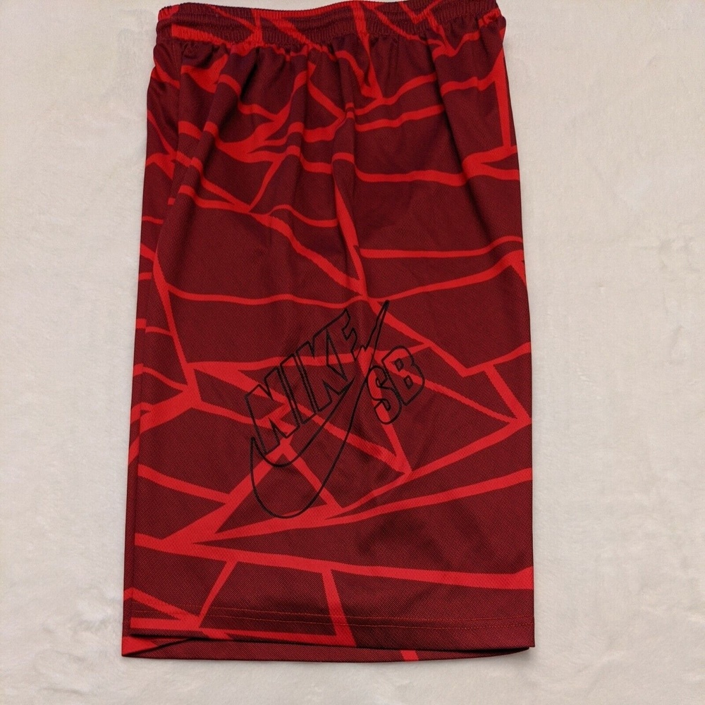 Nike SB Shorts Boys Youth Athletic Large Basketball Skateboard Big Swoosh Red